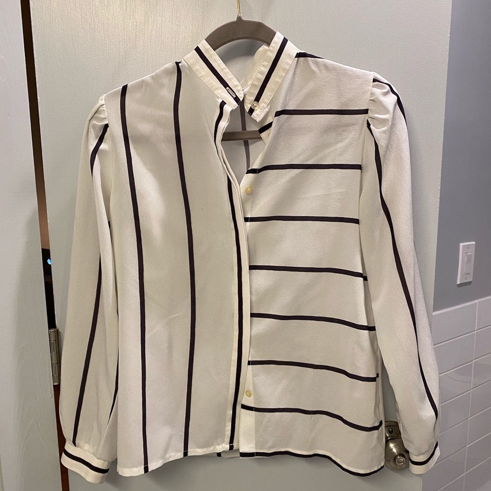 Vintage silky white button down blouse